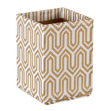 Pen Pot with Magnetic Backing – Gold Graphic Geometric