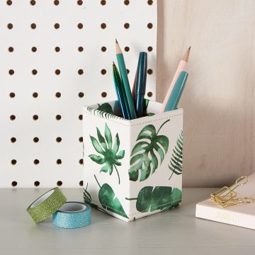 Pen Pot with Magnetic Backing – Tropical Leaves